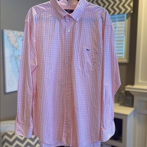 Men’s Vineyard Vines XL Pink Gingham Classic Tucker Shirt